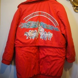 Vintage Red Iditarod Expedition sleddog coat, size Medium, British mist brand?